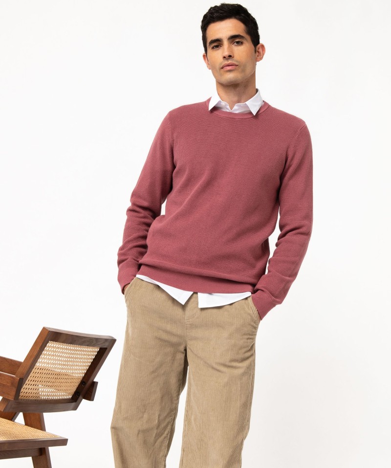 Pull col rond en coton uni homme[MISSING]